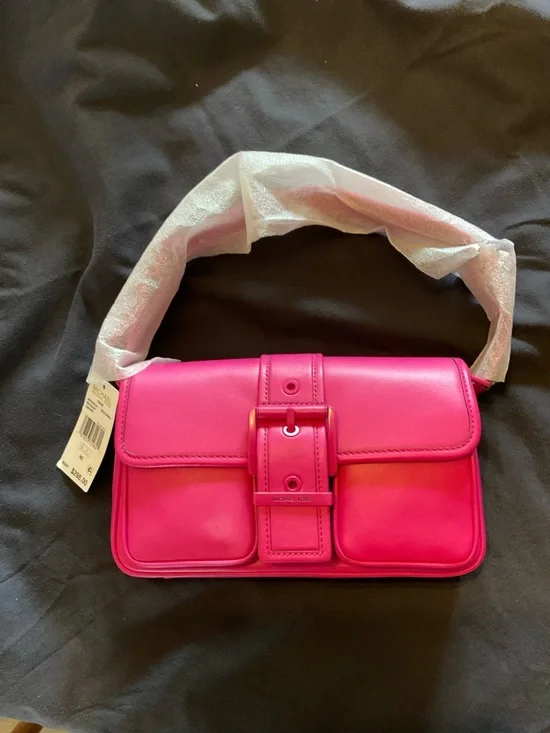 Michael Kors Hot Pink Leather Buckle Shoulder Bag - Picture 1 of 5